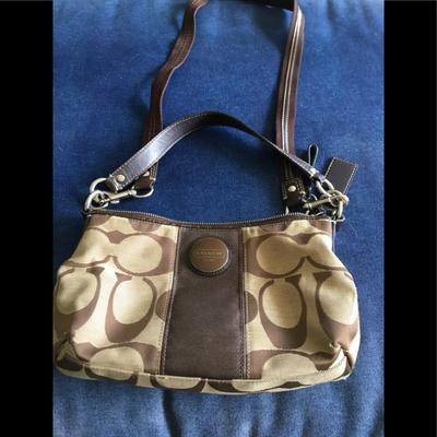 Coach Bags | Coach Signature Medium Sized Shoulder Bag | Color: Brown/Cream | Size: Medium