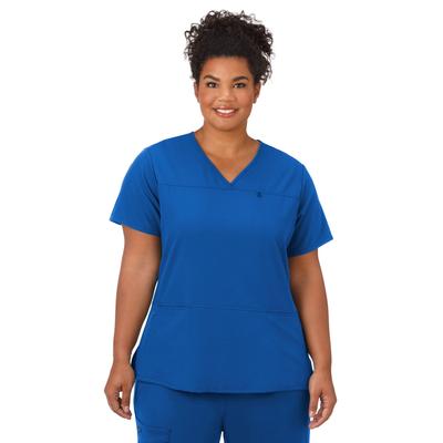 Plus Size Women's Jockey Scrubs Women's True Fit Crossover V-Neck Top by Jockey Encompass Scrubs in Royal (Size 2X(20W-22W))