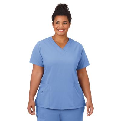 Plus Size Women's Jockey Scrubs Women's Favorite V-Neck Top by Jockey Encompass Scrubs in Blue (Size XL(18-20))