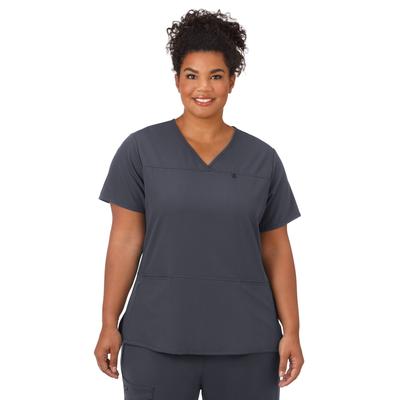 Plus Size Women's Jockey Scrubs Women's True Fit Crossover V-Neck Top by Jockey Encompass Scrubs in Charcoal (Size L(14-16))