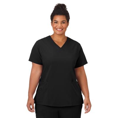 Plus Size Women's Jockey Scrubs Women's Favorite V-Neck Top by Jockey Encompass Scrubs in Black (Size 3X(24W-26W))