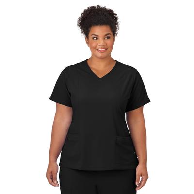 Plus Size Women's Jockey Scrubs Women's Mock Wrap Top by Jockey Encompass Scrubs in Black (Size 2X(20W-22W))