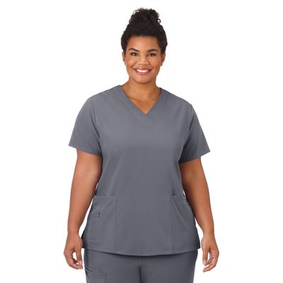 Plus Size Women's Jockey Scrubs Women's Favorite V-Neck Top by Jockey Encompass Scrubs in Pewter (Size L(14-16))