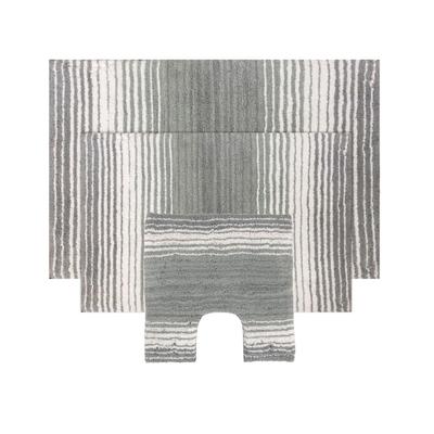 Gradiation 3-Pc. Bath Rug Set by Home Weavers Inc in Grey (Size 3 RUG SET)