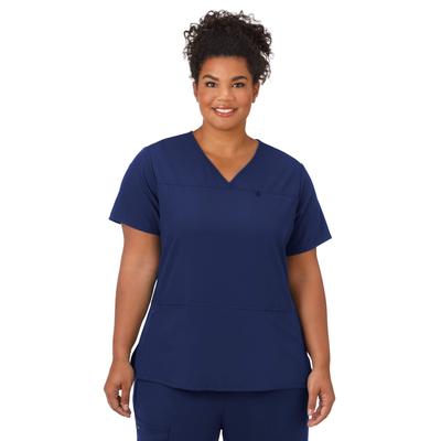 Plus Size Women's Jockey Scrubs Women's True Fit Crossover V-Neck Top by Jockey Encompass Scrubs in New Navy (Size 2X(20W-22W))