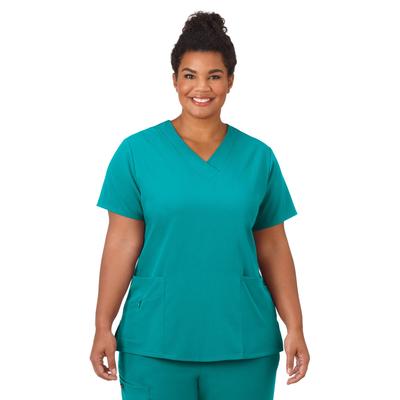 Plus Size Women's Jockey Scrubs Women's Favorite V-Neck Top by Jockey Encompass Scrubs in Teal (Size XL(18-20))