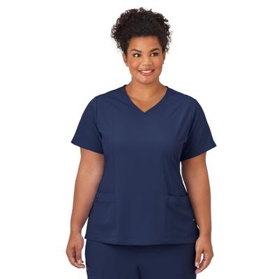 Plus Size Women's Jockey Scrubs Women's Mock Wrap Top by Jockey Encompass Scrubs in New Navy (Size XL(18-20))