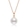 DENGGUANG Gold Pearl Pendant Necklaces Freshwater Cultured White Pearl 9-10mm Single Pearl Necklace with 18" Silver Chain Jewellry Gifts for Women Bridesmaid, Rose Gold