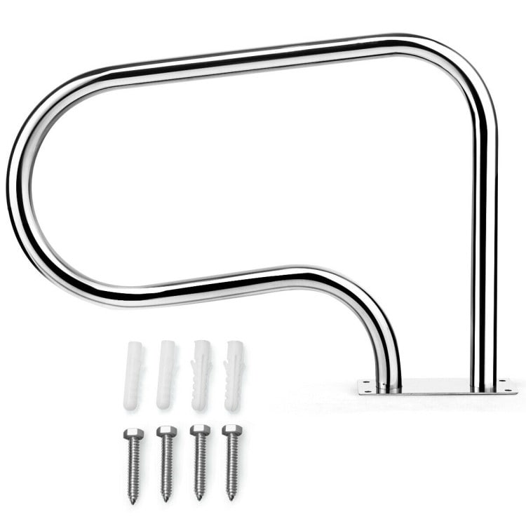 Durable Stainless Steel Pool Handrail with Sturdy Base Plate - 32" x 4" x 22.5" (L x W x H)
