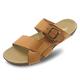 Harssidanzar Mens Leather Slide Sandals GM209UK,Tan,Size 42