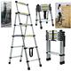 4+5 Tread Step Ladder Aluminum Telescopic Folding Stepladder Portable Safety Ladder with Handrail Anti Slip Bottom 330lbs/150Kg Capacity