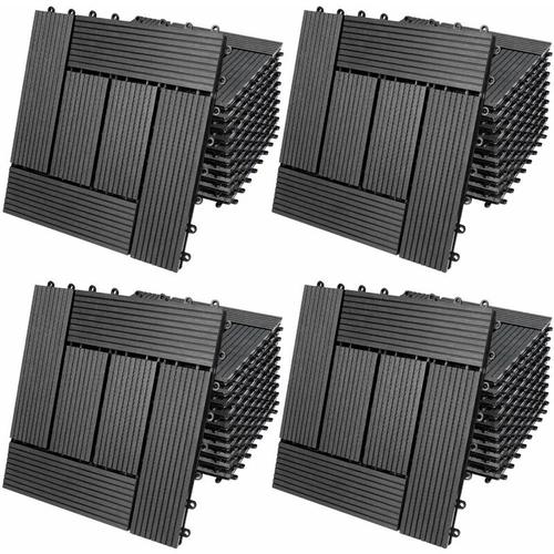WPC Fliesen 1m²-6m² Terrassenfliesen Set Holzfliesen 30x30cm Balkon Pool Garten 44x Mosaik anthrazit