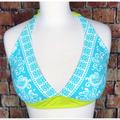 Athleta Swim | Athleta Halter Bra Padded Cup Swim Bikini Top | Color: Blue/Green | Size: M