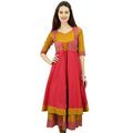 Phagun Designer Double Layer Anarkali Kurti Dori Jacket Style Indian Dress - 22 Coral Pink