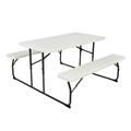 Costway Indoor and Outdoor Folding Picnic Table Bench Set with Wood-like Texture-White