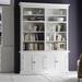 NovaSolo Halifax Coastal White Double-Bay Hutch Unit | Solid Mahogany Frame | 64.96 x 15.75 x 86.61