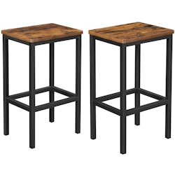 UAC Barhocker 2er Set, Barstühle, Esszimmerstühl mit Fußstütze, bis 120 kg belastbar, Metallgestell, für Küche, Wohnzimmer, Partykeller, Dunkelbraun