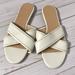 J. Crew Shoes | J. Crew White Sandal Size 9 Summer Flats Leather | Color: Cream/White | Size: 9