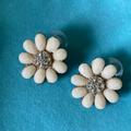 J. Crew Jewelry | J. Crew Daisy Bloom Flower White Gold Earrings Euc | Color: Gold/White | Size: Os