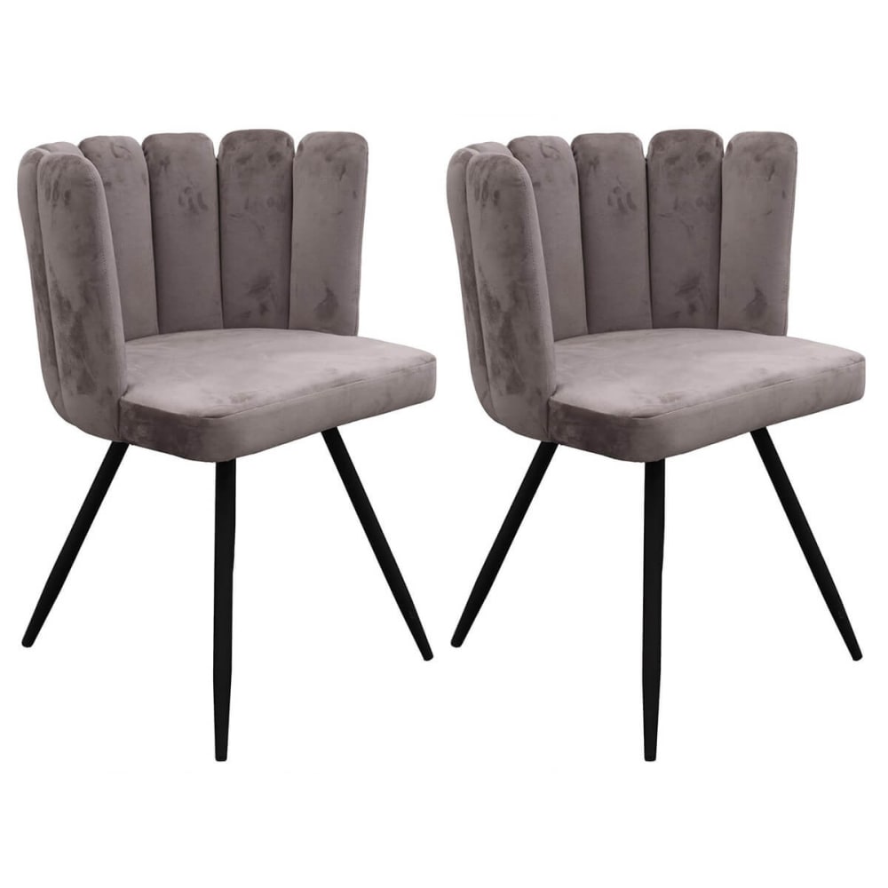 Lot de 2 chaises velours gris
