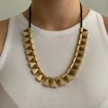 Madewell Jewelry | Madewell Gold And Faux Leather Necklace | Color: Black/Gold | Size: Os