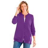 Plus Size Women's Perfect Long-Sleeve Cardigan by Woman Within in Radiant Purple (Size L) Sweater