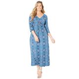 Plus Size Women's AnyWear Beaded Medallion Maxi Dress by Catherines in Blue Medallion (Size 5X)