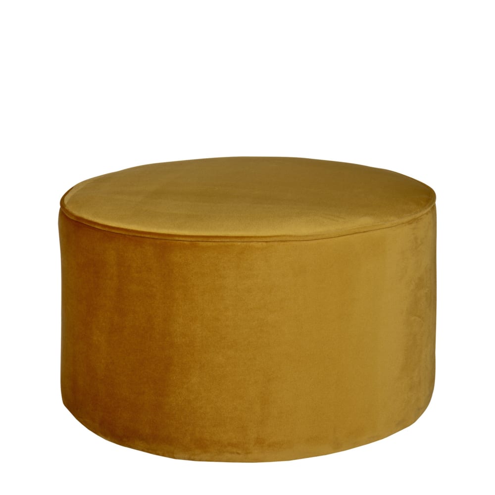 Pouf rond en velour ocre