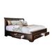 Transitional California King Wooden Bed with Multiple Bottom Drawers, Brown