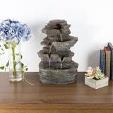 Cascading Rock Waterfall LED Light Table Fountain By Pure Garden