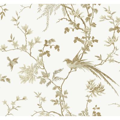 Schusterman, Bird And Blossom Chinoserie Wallpaper, 27 in x 27 ft = 60.75 sq ft, Wallpaper Roll