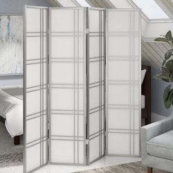 Ebern Designs Lana 72" W x 71" H 4 Panel Folding Room Divider Heavy Duty Rice Paper/Wood in Gray | 71 H x 72 W x 1 D in | Wayfair EBND5316 40248160