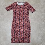 Lularoe Dresses | 2/$10 Lularoe Xs Snug Fit Dress Flower Leaves | Color: Orange | Size: Xs