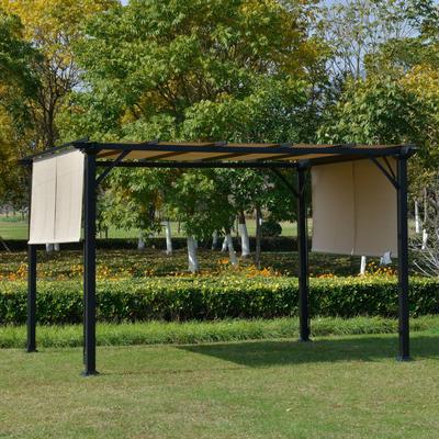 Outsunny 12ft x 10ft Outdoor Retractable Canopy Pergola Steel Frame Patio Pergola Shelter Sun Shade