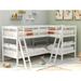 AOOLIVE L-Shape Solid Wood Twin Over Twin Bunk Bed Loft Bed