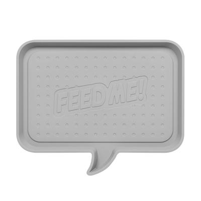 Iris Light Gray "FEED ME" Pet Feeding Mat, Medium