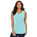 Plus Size Women's Crisscross Timeless Tunic Tank by Catherines in Aqua (Size 6X)