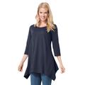 Plus Size Women's French Terry Handkerchief Hem Tunic by Woman Within in Navy (Size L)