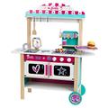 Theo Klein 7324 Barbie Restaurant Bistro, wood (MDF) I With barbecue, oven and refrigerator I incl. bistro accessories I Toy for children aged 3 and over