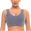 WingsLove Women’s High Impact Sports Bra Underwire Padded Full Coverage Bra Back Adjustable Plus Size Bras Bounce Control Fitness Gym(Grey 36C)