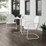 Griffith 3Pc Outdoor Metal Bistro Set White Gloss/White Satin - Bistro Table & 2 Chairs - Crosley KO10008WH