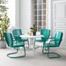 Ridgeland 5Pc Outdoor Metal Dining Set Turquoise Gloss /White Satin - Dining Table & 4 Chairs - Crosley KO10015TU