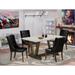 East West Furniture Dining Table Set- a Dining Table and Black Faux Leather Parson Chairs, Distressed Jacobean.(Pieces Options)