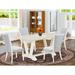 East West Furniture 5 Piece Dining Table Set- a Dining Table and 4 Linen Fabric Parson Chairs(Finish Options)