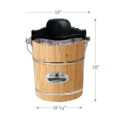 Elite Gourmet 4Qt. Old Fashioned Pine Bucket Electric/Manual Ice Cream Maker EIM402