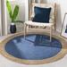 Royal Blue;natural Round 8' Indoor Area Rug - Highland Dunes Vicksburg Round Hand-Woven Flatweave Jute/Sisal Royal Blue/Natural Area Rug 96.0 x 0.25 in blueJute & Sisal | Wayfair