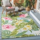 Green/Pink 48 x 0.2 in Outdoor Area Rug - Bayou Breeze Ithaca Floral Indoor/Outdoor Area Rug | 48 W x 0.2 D in | Wayfair