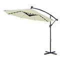 LARS360 Garden Parasol Cantilever Umbrella Sun Shade Patio Umbrella Banana Umbrella With LED Lights Solar Crank Aluminium Ø300cm Beige UV40+ Waterproof