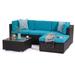 5 Pieces Outdoor Sectional Rattan Conversation Sofa Patio Dining Furniture with Coffee Table