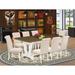 East West Furniture Kitchen Table Set- a Dining Table and Light Beige Linen Fabric Parsons Chairs, Linen White(Pieces Options)
